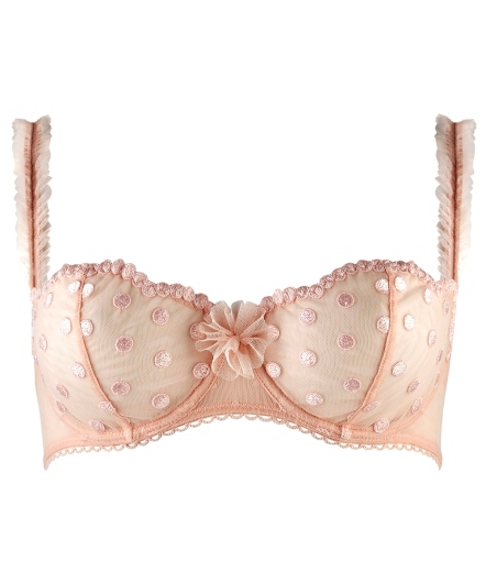 調情-波點半罩無襯內衣(粉橘)