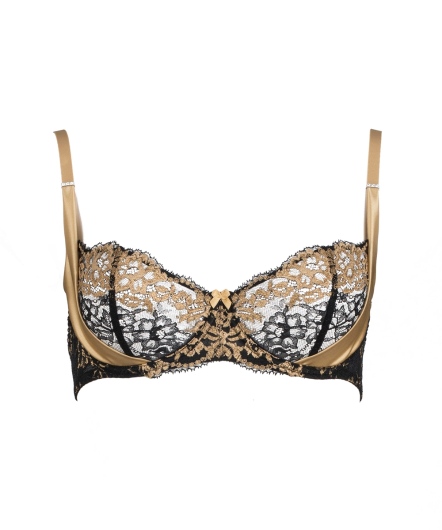 魅力女人-半罩無襯內衣(黑x金)