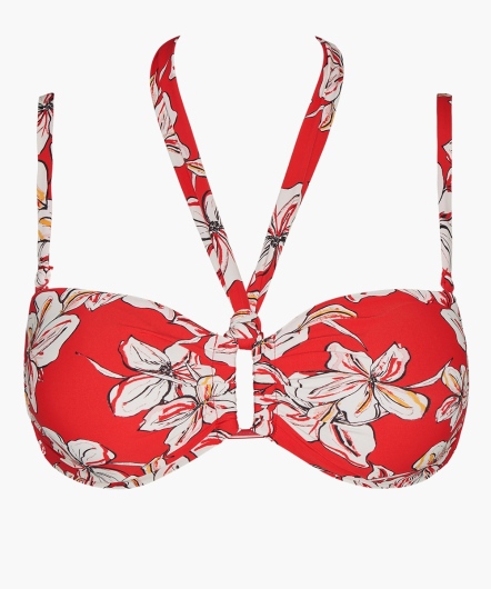 夏日香氣-可拆肩帶抹胸泳衣(橙紅)