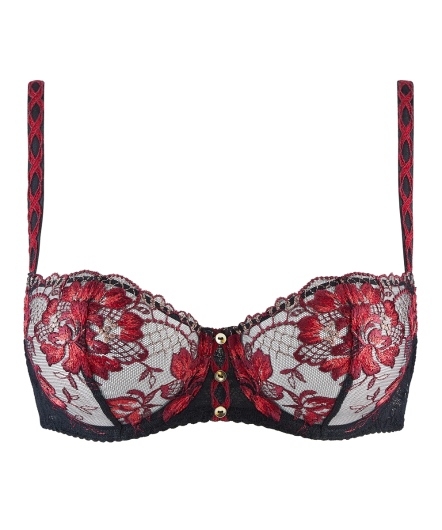 夏日旋律-半罩無襯內衣(黑x櫻桃紅)