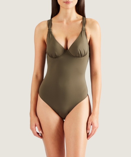 甜蜜的夢-連身泳裝(棕梠綠)