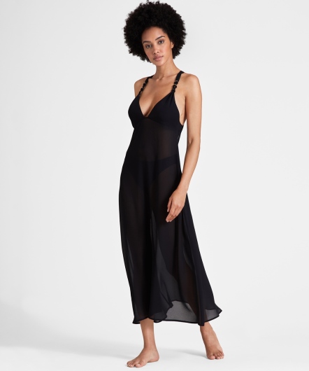 海洋巡航-長洋裝罩衫(黑)