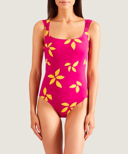 大溪地之夏-無鋼圈連身泳衣(桃紅)