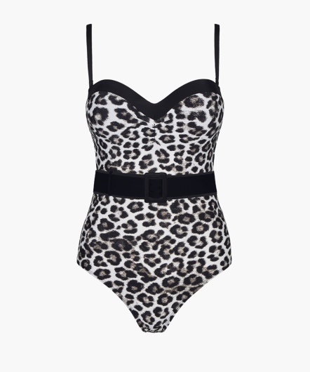狂野-可拆肩帶連身泳裝(豹紋)